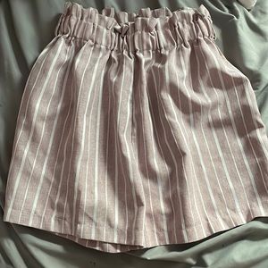 Pink and white striped shorts